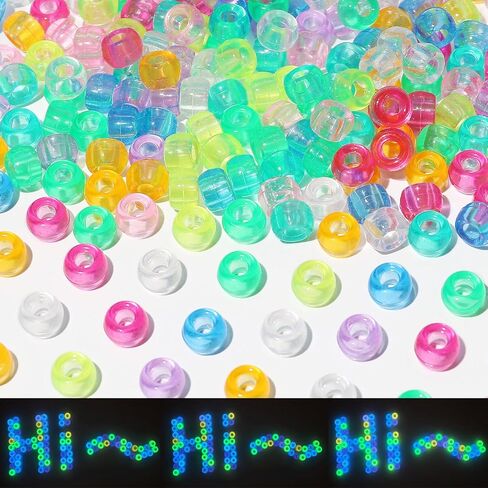1000pcs Pony Beads Bulk for Bracelets,6 * 9mm Large Hole Colored Kandi Beads for Hair and Keychain Making,Friendship Necklace for Gift and DIY Crafts(Mixed Colors) in Saudi Arabia