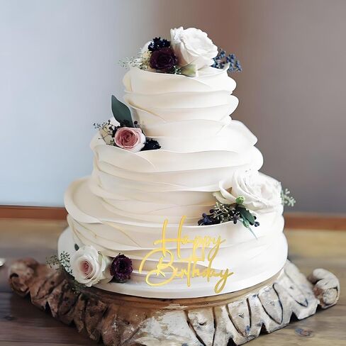 أعلى كعكة عيد ميلاد سعيد، مرآة ذهبية من الأكريليك لتزيين الكب كيك لحفلات أعياد الميلاد، 10 قطع in Kuwait