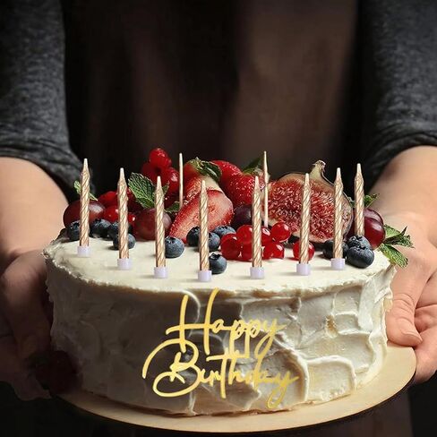 أعلى كعكة عيد ميلاد سعيد، مرآة ذهبية من الأكريليك لتزيين الكب كيك لحفلات أعياد الميلاد، 10 قطع in Kuwait