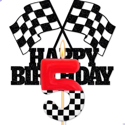 Race Car Candle Cake Topper for Cars Themed Birthday Party Decorations, Racing Car 3rd Birthday Party Car Cake Decorations for Boys(Number 3 Candle) in Saudi Arabia