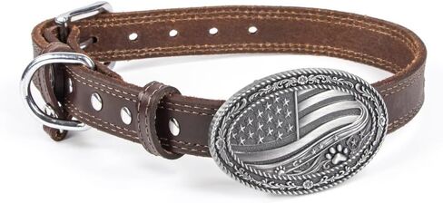 Wag & Buckle Western Leather Dog Collar for Medium/Large Dogs, 14-18 Inch Neck, Premium Grain Leather, Heavy Duty Stainless Steel Hardware, Zinc Alloy Buckle in Saudi Arabia