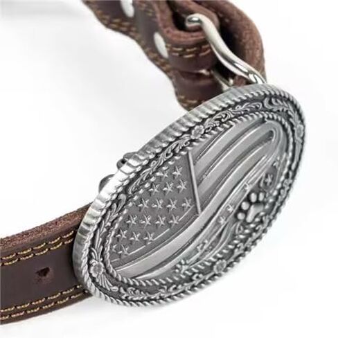 Wag & Buckle Western Leather Dog Collar for Medium/Large Dogs, 14-18 Inch Neck, Premium Grain Leather, Heavy Duty Stainless Steel Hardware, Zinc Alloy Buckle in Saudi Arabia