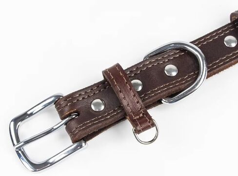 Wag & Buckle Western Leather Dog Collar for Medium/Large Dogs, 14-18 Inch Neck, Premium Grain Leather, Heavy Duty Stainless Steel Hardware, Zinc Alloy Buckle in Saudi Arabia