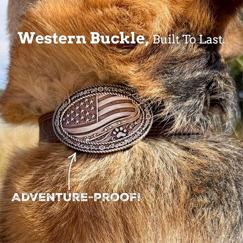 Wag & Buckle Western Leather Dog Collar for Medium/Large Dogs, 14-18 Inch Neck, Premium Grain Leather, Heavy Duty Stainless Steel Hardware, Zinc Alloy Buckle in Saudi Arabia