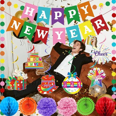 Black Gold Goodbye 2023 Welcome 2024 Happy New Year Banner for Happy New Year Decorations 2024 New Years Eve Party Supplies 2024 New Years Eve Banner in Kuwait