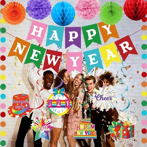 Black Gold Goodbye 2023 Welcome 2024 Happy New Year Banner for Happy New Year Decorations 2024 New Years Eve Party Supplies 2024 New Years Eve Banner in Kuwait