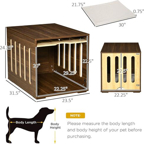 PawHut Furniture Style Dog Crate End Table with Removable Door Panel, Dog Crate Bed with Foam Cushion, Safety Lock, Indoor Use, for Small & Medium Dogs, Brown in Saudi Arabia