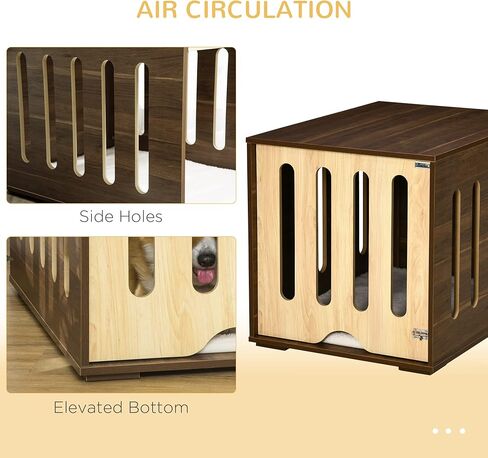 PawHut Furniture Style Dog Crate End Table with Removable Door Panel, Dog Crate Bed with Foam Cushion, Safety Lock, Indoor Use, for Small & Medium Dogs, Brown in Saudi Arabia