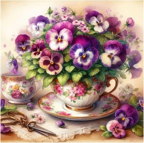 AMORARS زهرة الماس مجموعات الفن للبالغين - مجموعة الطلاء الماس 5D للمبتدئين، كامل الماس نقطة روند جوهرة لوحات فنية وهدايا الحرف الديكور المنزل 12 × 12 بوصة in Saudi Arabia