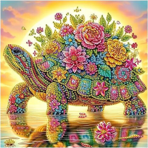 hill froeistung Special Shape Turtle Diamond Art Painting Kits for Adults,Flowers Diamond Art Kits for Beginners,Colorful Diamond Art Kits for Home Decor12×12inch/30×30cm,Animal in Saudi Arabia