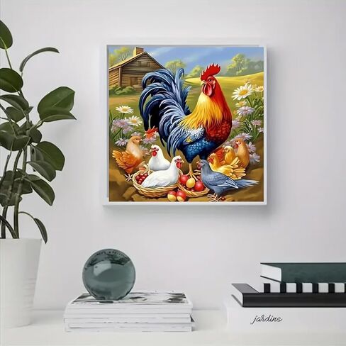JFYHAB 5D Diamond Art Painting Kits for Adults, an Old Rooster His Family Chicken Art Kits for Beginner,DIY Farm Full Round Gem Crystal Art Paint by Diamond Home Wall Decor12X12inch in Saudi Arabia