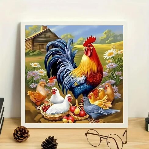 JFYHAB 5D Diamond Art Painting Kits for Adults, an Old Rooster His Family Chicken Art Kits for Beginner,DIY Farm Full Round Gem Crystal Art Paint by Diamond Home Wall Decor12X12inch in Saudi Arabia
