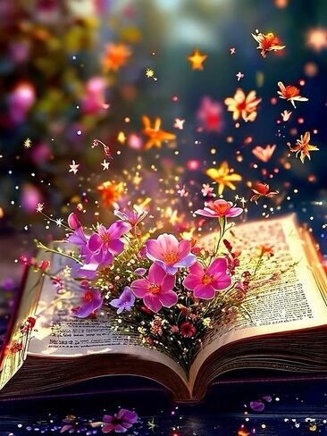 مجموعات الفن الماسي croshom للبالغين، مجموعات الرسم الماسي للبالغين، طقم رسم فني للزهور على الكتب الماسية للبالغين، حرفة حفر كاملة DIY 5D للهدايا، ديكور جدار المنزل 11.8 بوصة × 15.7 بوصة in Kuwait