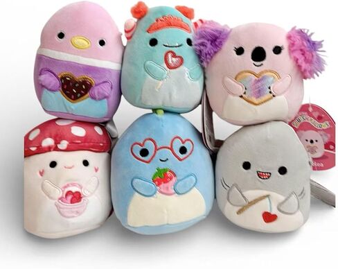 Squishmallows 2026 Valentine Squad 5" Stuffed Animals Set of 6, with Malcolm The Mushroom, Shark, Dinosaur, Koala, Duck, Monster. (Set of 6) in Saudi Arabia