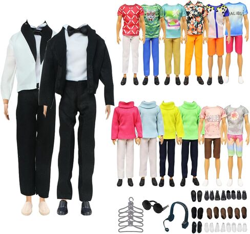 Boy Doll Clothes for 11.5 inch Doll, Doll Clothes Including 1 Suit Set, 1 Sweater Pant Set 3 Tops 3 Pants, 6 Pair Shoes 5 Hangers 1 Earphone 1 Glasses for Kids Boys Girls Party Play(Random Style) in Saudi Arabia