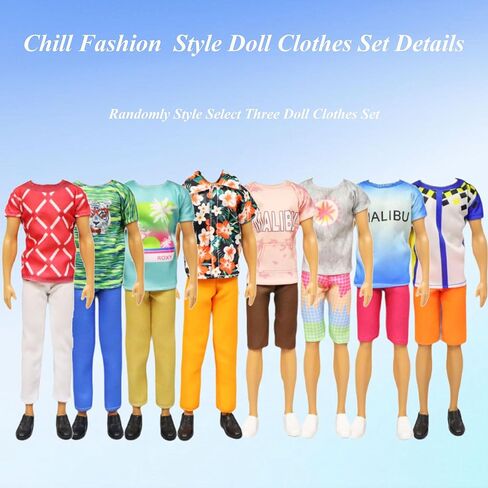 Boy Doll Clothes for 11.5 inch Doll, Doll Clothes Including 1 Suit Set, 1 Sweater Pant Set 3 Tops 3 Pants, 6 Pair Shoes 5 Hangers 1 Earphone 1 Glasses for Kids Boys Girls Party Play(Random Style) in Saudi Arabia