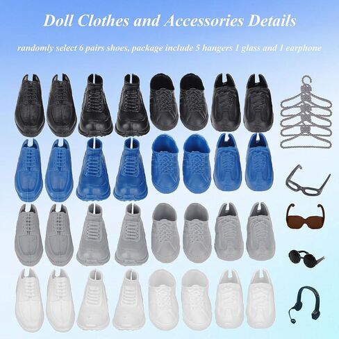 Boy Doll Clothes for 11.5 inch Doll, Doll Clothes Including 1 Suit Set, 1 Sweater Pant Set 3 Tops 3 Pants, 6 Pair Shoes 5 Hangers 1 Earphone 1 Glasses for Kids Boys Girls Party Play(Random Style) in Saudi Arabia