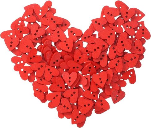 150 قطعة من أزرار القلب الحمراء، 2 أزرار خشبية على شكل قلب للحرف اليدوية وأفكار الخياطة واللوازم الحرفية، 0.6 بوصة in Kuwait