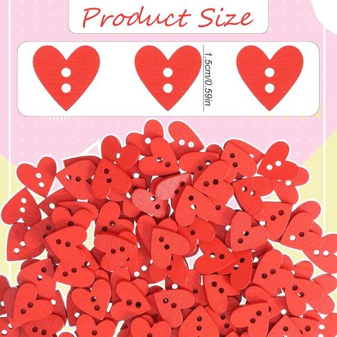 150 قطعة من أزرار القلب الحمراء، 2 أزرار خشبية على شكل قلب للحرف اليدوية وأفكار الخياطة واللوازم الحرفية، 0.6 بوصة in Kuwait