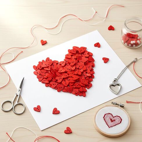 150 قطعة من أزرار القلب الحمراء، 2 أزرار خشبية على شكل قلب للحرف اليدوية وأفكار الخياطة واللوازم الحرفية، 0.6 بوصة in Kuwait
