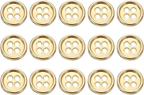 15 قطعة من أزرار معدنية HARFINGTON 10 مم (0.39 بوصة) 4 فتحات أزرار دائرية مصنوعة من خليط معدني لتزيين الملابس اليدوية، ذهبي in Kuwait