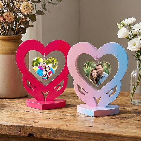 2 Pcs Heart Photo Frame Silicone Mold Set with 10 Chains, Love Epoxy Resin Picture Frame Molds Picture Display Mold for DIY Crafts, Wedding Decor, Home Decoration, Valentine's Day Gifts Memory Keepsak in Saudi Arabia
