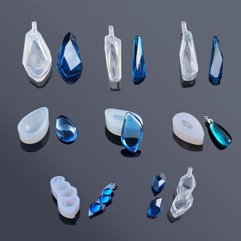 Yayatty 18 PCS Clear Jewelry Silicone Molds Set Silicone Resin Mould with Hanging Hole Pendant Moulds for Resin for DIY Jewelry Craft Making in Saudi Arabia