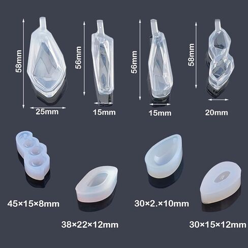 Yayatty 18 PCS Clear Jewelry Silicone Molds Set Silicone Resin Mould with Hanging Hole Pendant Moulds for Resin for DIY Jewelry Craft Making in Saudi Arabia