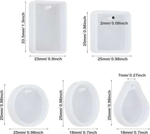 Yayatty 18 PCS Clear Jewelry Silicone Molds Set Silicone Resin Mould with Hanging Hole Pendant Moulds for Resin for DIY Jewelry Craft Making in Saudi Arabia