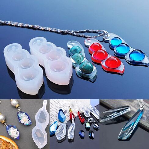 Yayatty 18 PCS Clear Jewelry Silicone Molds Set Silicone Resin Mould with Hanging Hole Pendant Moulds for Resin for DIY Jewelry Craft Making in Saudi Arabia