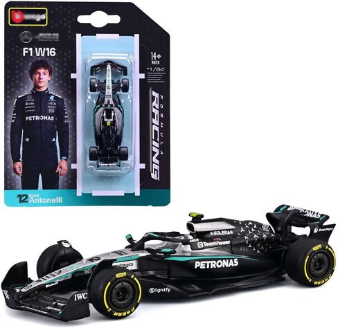 نموذج 1:64 F1 لسيارة بنز F1 2025 W16 12 # كيمي أنتونيلي F1 63 # مجموعة نماذج جورج راسل سيارة السباق (1/64 W16 12 #) in Saudi Arabia