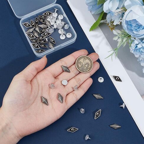 30Pcs Antique Silver Rivets Rhombus Diamond Shape Punk Rock Leather Tacks Decorative Vintage Studs Rivet for Making Clothing Accessories Garments Purse Boots Bgas Decor DIY Crafts in Saudi Arabia