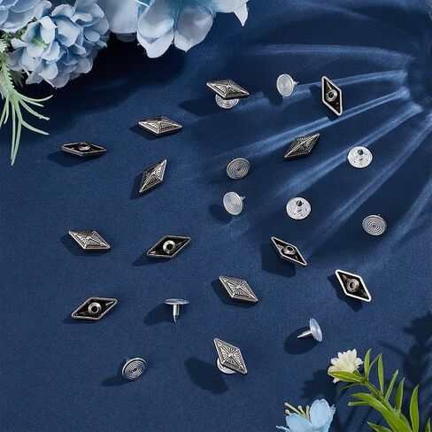 30Pcs Antique Silver Rivets Rhombus Diamond Shape Punk Rock Leather Tacks Decorative Vintage Studs Rivet for Making Clothing Accessories Garments Purse Boots Bgas Decor DIY Crafts in Saudi Arabia