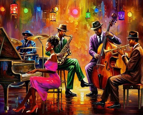 Springbok Neon Notes 1000 Piece Jigsaw Puzzle for Adults - Jazz Musicians - Unique Cut Pieces - Made in USA in Saudi Arabia