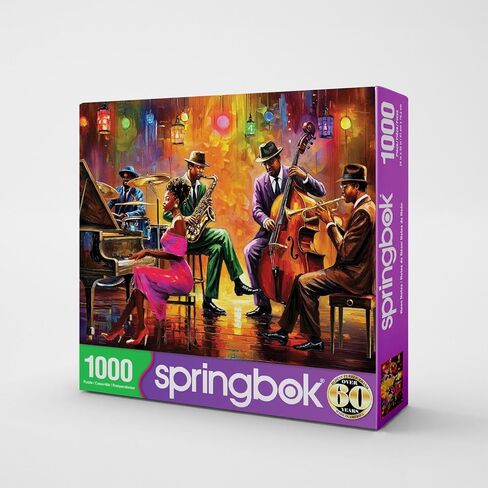 Springbok Neon Notes 1000 Piece Jigsaw Puzzle for Adults - Jazz Musicians - Unique Cut Pieces - Made in USA in Saudi Arabia