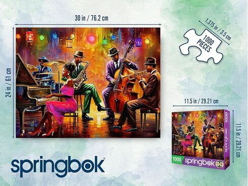 Springbok Neon Notes 1000 Piece Jigsaw Puzzle for Adults - Jazz Musicians - Unique Cut Pieces - Made in USA in Saudi Arabia