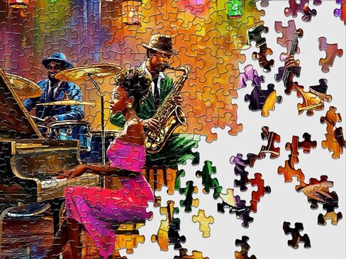 Springbok Neon Notes 1000 Piece Jigsaw Puzzle for Adults - Jazz Musicians - Unique Cut Pieces - Made in USA in Saudi Arabia