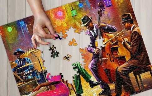 Springbok Neon Notes 1000 Piece Jigsaw Puzzle for Adults - Jazz Musicians - Unique Cut Pieces - Made in USA in Saudi Arabia