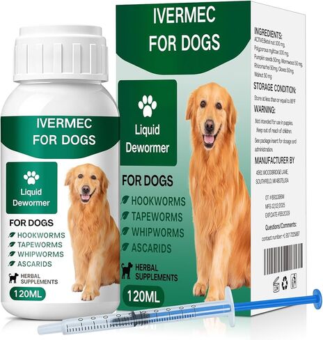 lvermect Dewormer Liquid for Dogs, Broad Spectrum for All Wormer, Hookworms, Lung Worms, Pin Worms, Round Worms in Kuwait