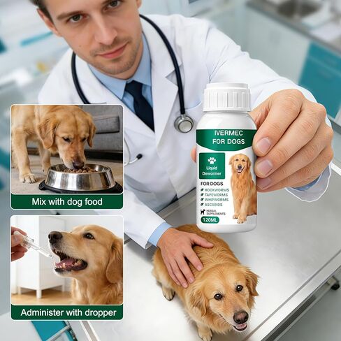 lvermect Dewormer Liquid for Dogs, Broad Spectrum for All Wormer, Hookworms, Lung Worms, Pin Worms, Round Worms in Kuwait