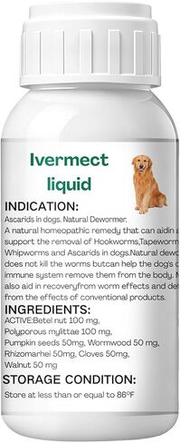 lvermect Dewormer Liquid for Dogs, Broad Spectrum for All Wormer, Hookworms, Lung Worms, Pin Worms, Round Worms in Kuwait