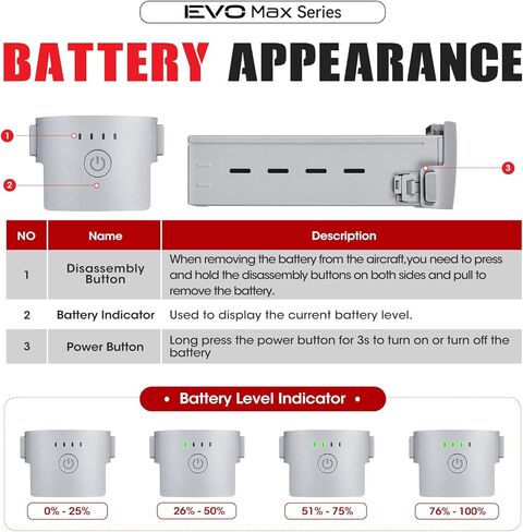 Autel EVO Max 4T Battery, 2026 8070mAh 14.88V, Hot-Swapping, Auto self-Heating in Low Temperatures,42 Minutes Flight, Designed for EVO Max 4N/ 4T (XE) Drone in Saudi Arabia