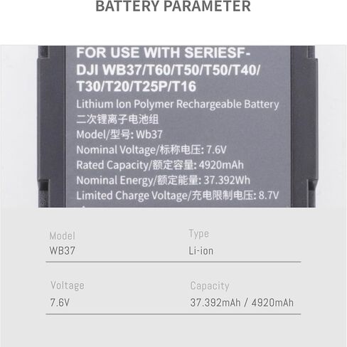 4920mAh WB37 RC Transmitter Replacement Battery For DJI RC Plus , High-Bright Remote Monitor, Video Transmitter, Video Receiver, CrystalSky, Cendence Remote Controller Upgrade Capacity 7.6V 37.39Wh in Saudi Arabia