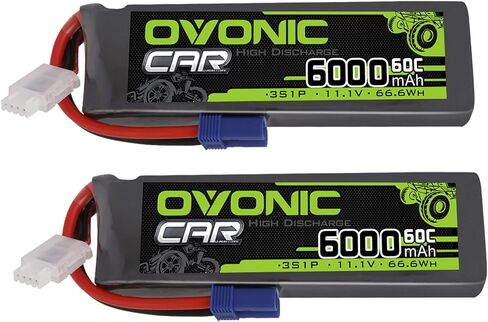 بطارية ليبو OVONIC 3S 6000 مللي أمبير في الساعة 11.1 فولت 60C مع موصل EC5 لطائرة هليكوبتر وطائرة كوادكوبتر وطائرة RC وقارب شاحنة سيارة (عبوتان) in Saudi Arabia
