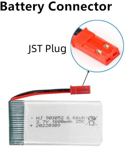 بطارية ليبو 3.7 فولت 1800 مللي أمبير في الساعة JST Plug 25C لبطارية طائرة بدون طيار RC كوادكوبتر 2 حزمة مع شاحن بطارية 3.7 فولت in Kuwait