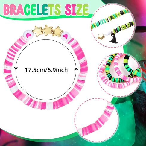 Quelay 24 قطعة من أساور الصداقة Merch باللون الوردي والأخضر أساور مطرزة قابلة للتكديس للنساء هدايا لحفلات الساحرة in Kuwait