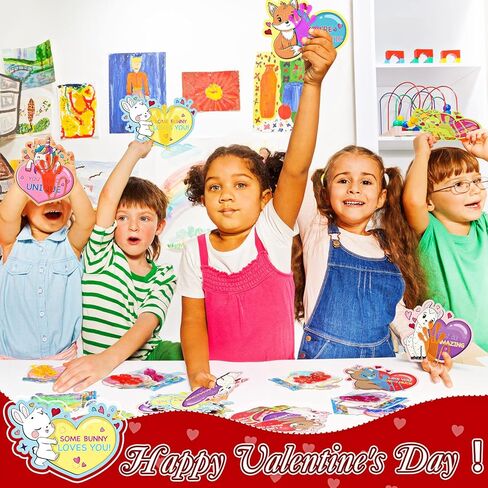 Tatuo 36 Pack Valentine's Day Cards Valentine Cute Animal Cards Unicorn Valentines Exchange Sticky Hands for Valentine Party Favors Gift Exchange Supplies(Cute Animals) in Saudi Arabia