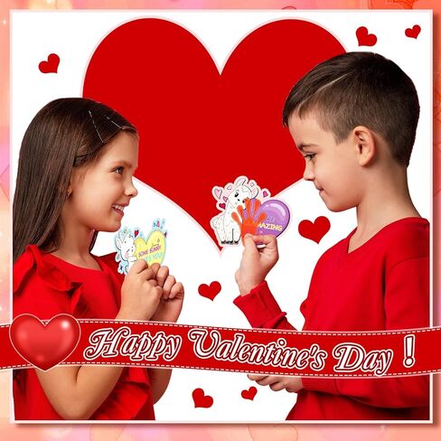 Tatuo 36 Pack Valentine's Day Cards Valentine Cute Animal Cards Unicorn Valentines Exchange Sticky Hands for Valentine Party Favors Gift Exchange Supplies(Cute Animals) in Saudi Arabia