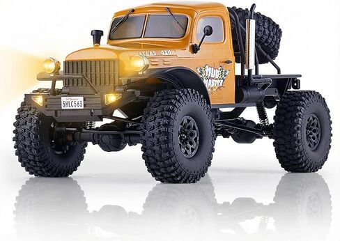 EAZYRC FMS Rochobby 1/10 Atlas Ready Set RC Crawler RC Truck 4X4 مع إضاءة، راديو 2.4 جيجا هرتز، محمل كروي، تروس معدنية كاملة، تعليق 4 وصلات، جسم سيارة منفصل سريع للبالغين (برتقالي) in Kuwait