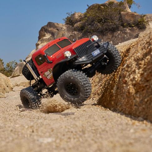 EAZYRC FMS Rochobby 1/10 Atlas Ready Set RC Crawler RC Truck 4X4 مع إضاءة، راديو 2.4 جيجا هرتز، محمل كروي، تروس معدنية كاملة، تعليق 4 وصلات، جسم سيارة منفصل سريع للبالغين (برتقالي) in Kuwait